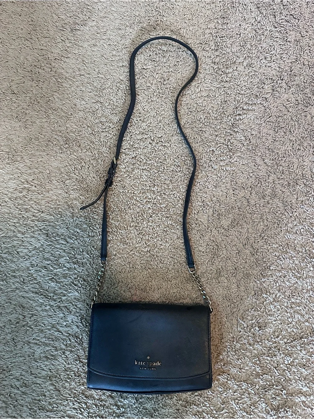 Kate Spade Set: Black Crossbody Bag + Floral Mini Pouch / Coin Purse